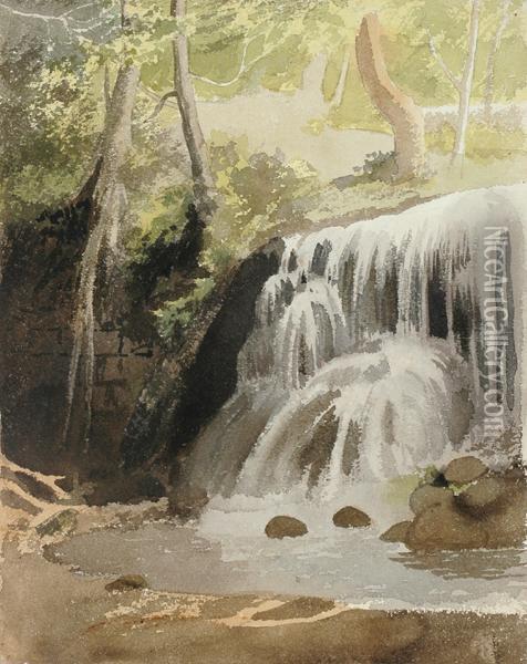 The Waterfall Oil Painting - Emma Minnie Boyd