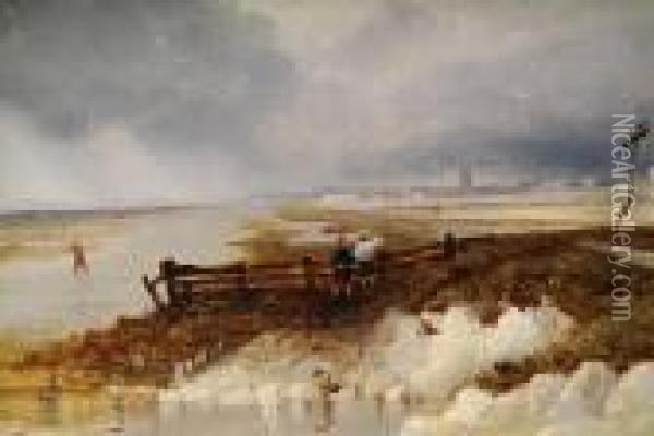 A Coastal Scene Near Hull Oil Painting - James Baker Pyne