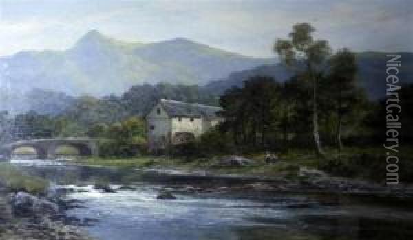 Beddgelert Mill, N.wales Oil Painting - Henry Walton