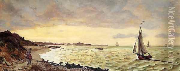 Seascape: The Beach at Sainte-Adresse Oil Painting - Jean Frederic Bazille