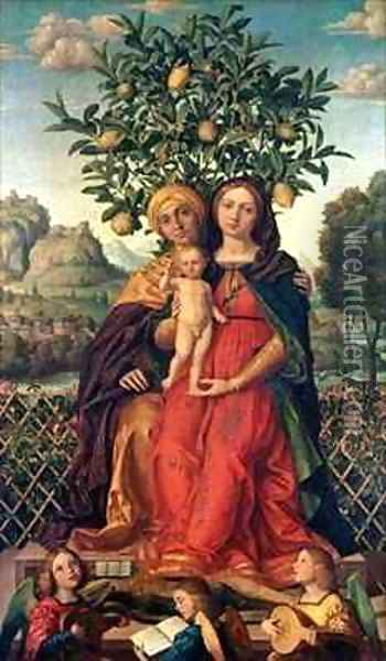 The Virgin and Child with St Anne Oil Painting - Libri Gerolamo dai