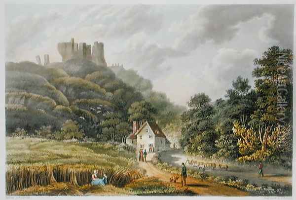 Carisbrook, from 'The Isle of Wight Illustrated, in a Series of Coloured Views' Oil Painting - Frederick Calvert