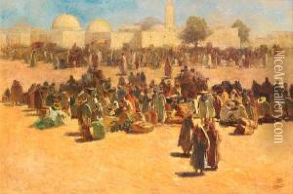 Before The Mosque, Tunisia Oil Painting - Odon Tull