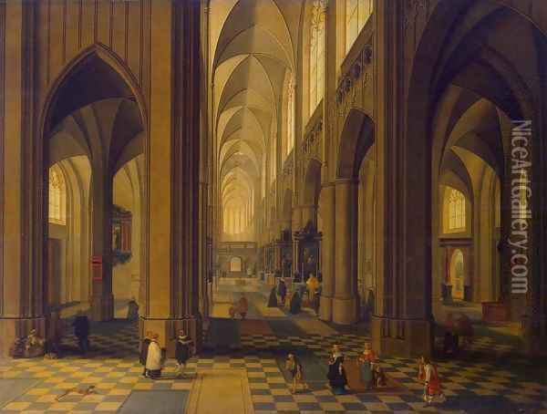 Interior of the Antwerp Cathedral Oil Painting - Peeter, the Younger Neeffs