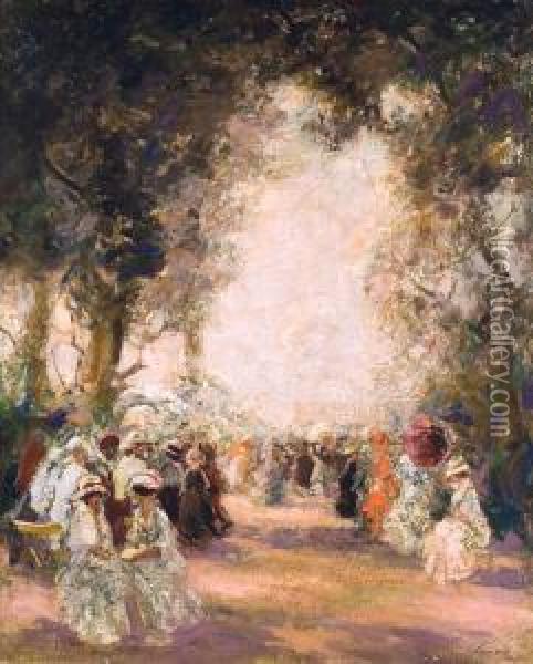 Bois De Boulogne, Le Dimanche Oil Painting - Charles Amable Lenoir