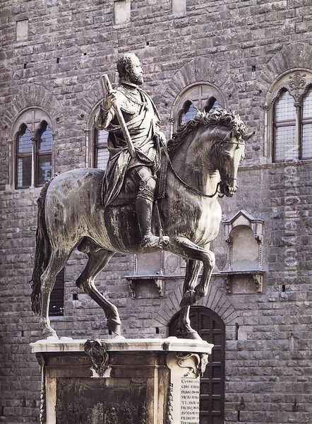 Equestrian Portrait of Cosimo I Oil Painting - Giambologna