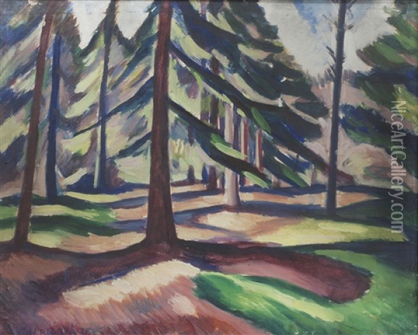 Forest Oil Painting - Otakar Marvanek