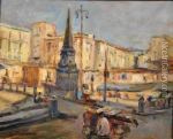 Piazza Del Carmine Oil Painting - Luigi Crisconio
