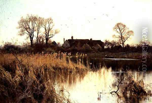 At Eventide, Paddington Farm, Abinger Hammer, Surrey, 1896 Oil Painting - Edward Wilkins Waite