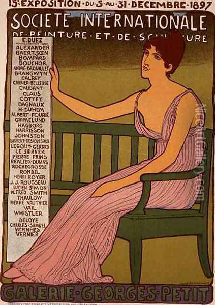 Reproduction of a poster advertising the Georges Petit Gallery, Paris, 1897 Oil Painting - Maurice Realier-Dumas