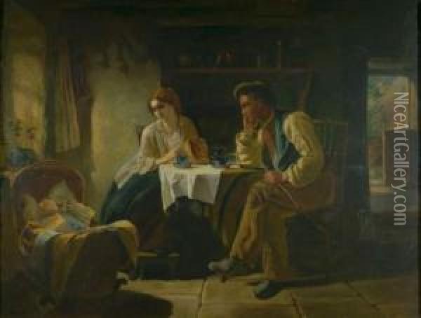 Familiengluck. Oil Painting - William Henry Midwood