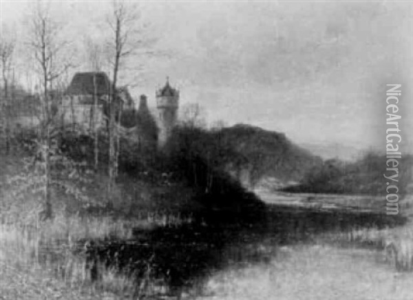 Schloss Burg In Thueringen Oil Painting - Elmar von Eschwege