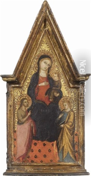 Madonna Col Bambino Tra I Santi Giovanni Battista E Caterina D'alessandria Oil Painting -  Bicci di Lorenzo