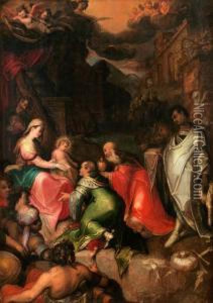 Worship Of The Kings Oil Painting - Otto van Veen