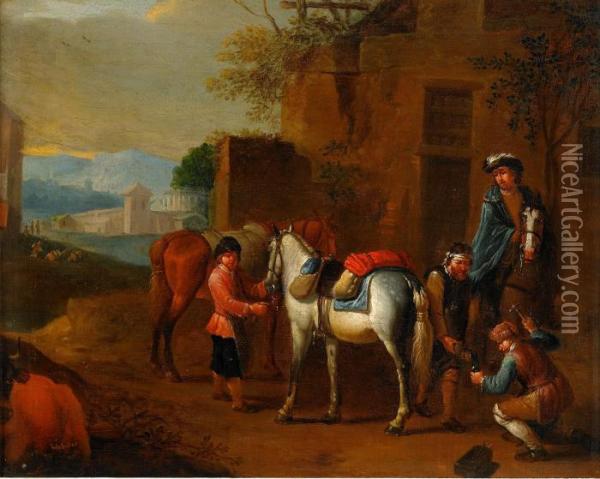 Hos Hovslagaren Oil Painting - Pieter van Bloemen