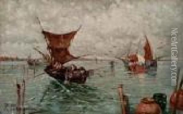 Scena Di Pesca Oil Painting - Carlo Pellegrini