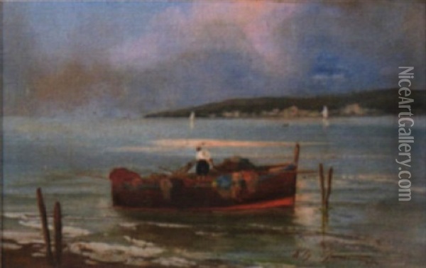 Chiemseefischer Im Boot Oil Painting - Willy Moralt