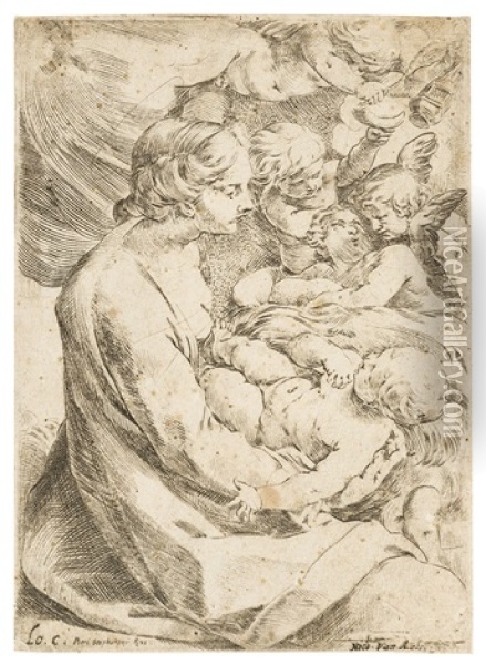 Madonna And Child With Angels Oil Painting - Ludovico Carracci
