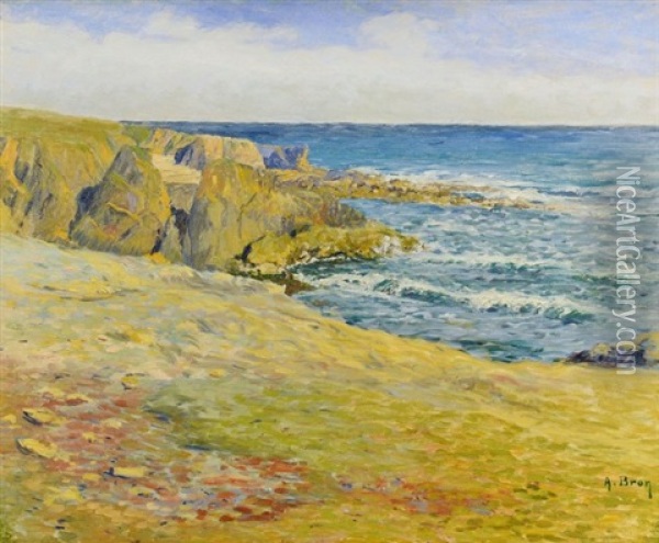 Coastal Landscape On A Sunny Day Oil Painting - Achille Bron