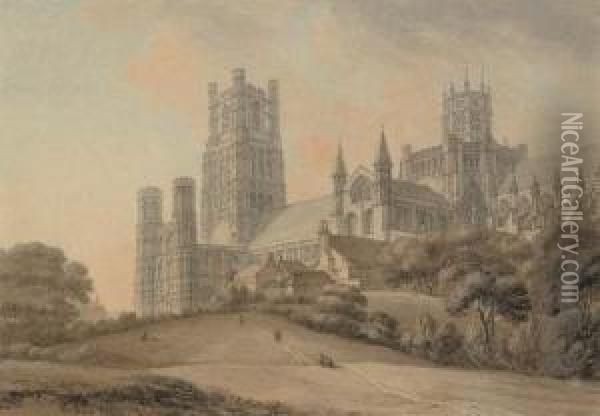 Ely Cathedral, Cambridgeshire Oil Painting - Thomas Hearne
