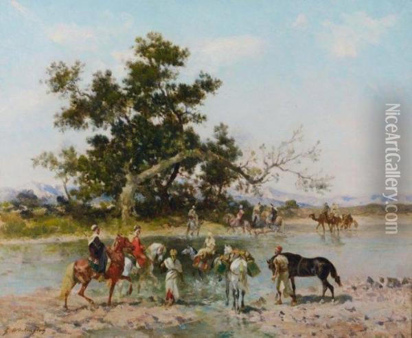 Le Passage De La Riviere Oil Painting - Georges Washington