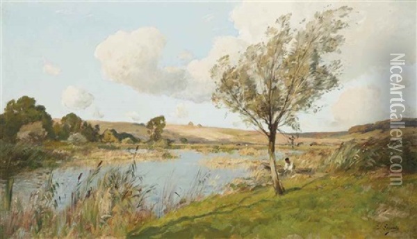 Au Bords De La Riviere Oil Painting - Paul Emile Lecomte