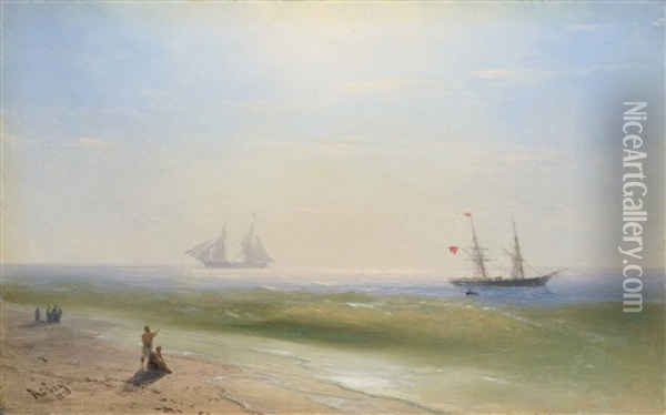 Sailing Along The Shore Oil Painting - Ivan Konstantinovich Aivazovsky