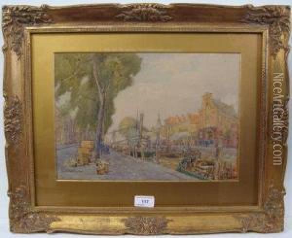 On The Quay Dordrecht Oil Painting - Bernard Cecil Gotch