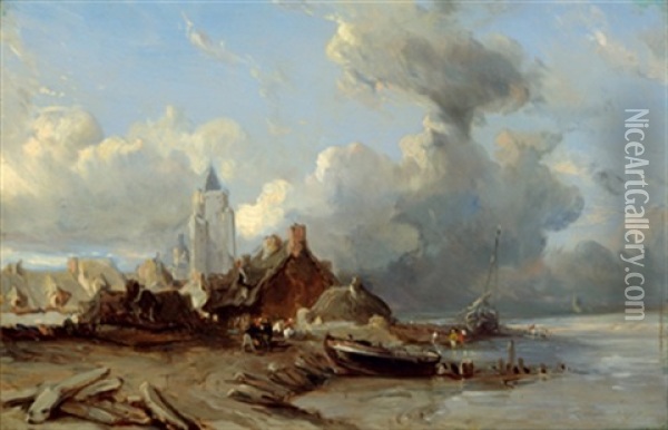 Stadt Am Meer Oil Painting - Louis-Gabriel-Eugene Isabey