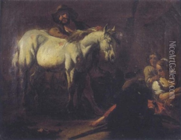 La Halte Des Paysans Oil Painting - Pieter van Bloemen