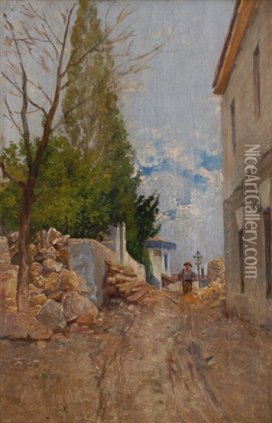 Walker In An Italian Town Oil Painting - Holger Hvitfeldt Jerichau