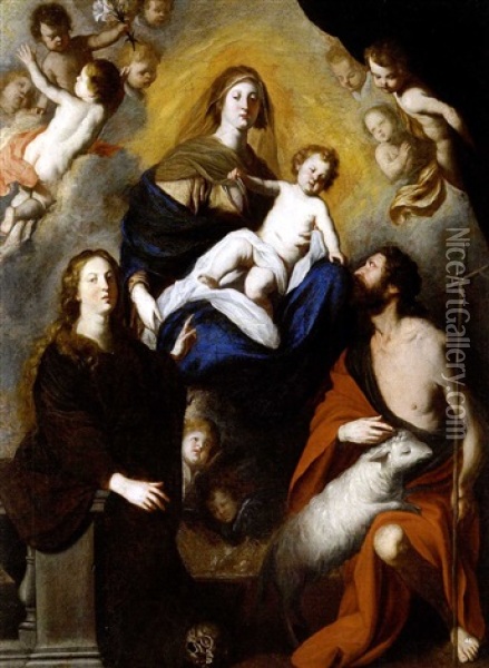La Madonna Con Il Bambino, La Maddalena E San Giovanni Oil Painting - Pietro (Monrealese) Novelli