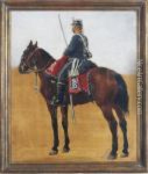 A Sergant Of The Danish Guard Hussars Oil Painting - Otto Bache