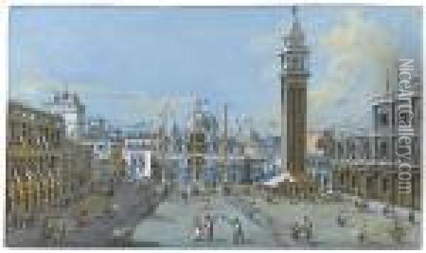 View Of The Piazza San Marco, Venice Oil Painting - Giacomo Guardi