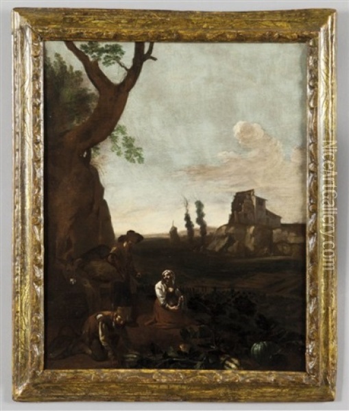 La Raccolta Delle Angurie Oil Painting - Michelangelo Cerquozzi