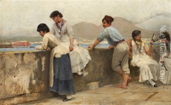 Junge Italiener Vor Der Bucht Von Neapel Oil Painting - Paul Wilhelm Keller-Reutlingen
