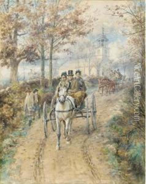 A Carriage Ride Oil Painting - Edward Lamson Henry
