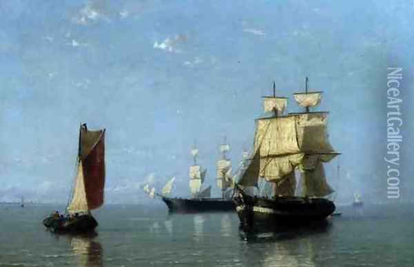 Shipping Scene, 1880 Oil Painting - Joannes Frederick Schutz