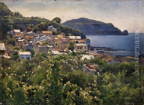 View Of Casamicciola, Naples Oil Painting - Mikhail Andreevitch Berkos