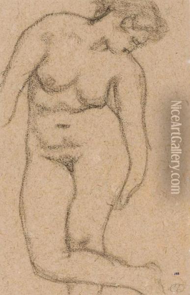 Femme Debout,la Tete Baissee - Etude Pour L'action Enchainee Oil Painting - Aristide Maillol