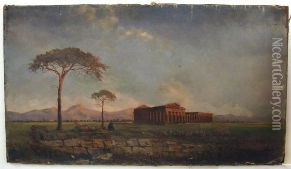 Sheppard With Sheep, Colosseum In Background Oil Painting - William Livingstone Anderson