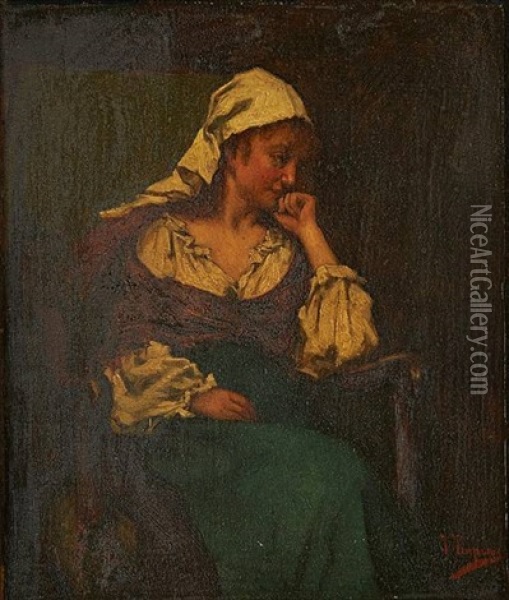 Jeune Femme Dans Un Interieur Oil Painting - Josse Impens