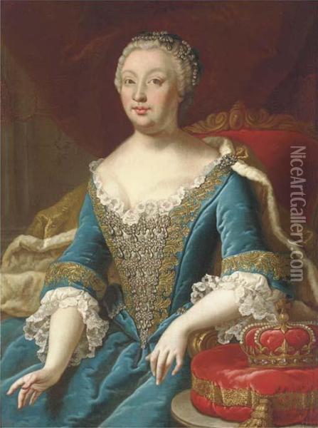 Portrait Of Maria Theresa Oil Painting - Ircle Of Martin Van Mytens