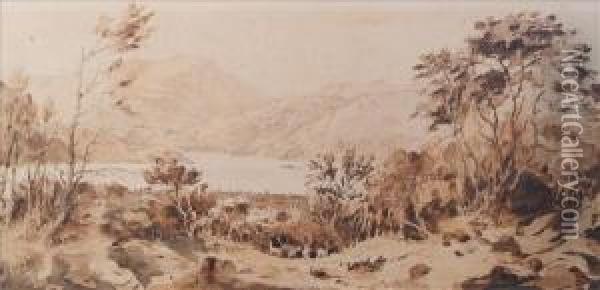Ulswater Fromgobarrow Deer Park Oil Painting - William Havell
