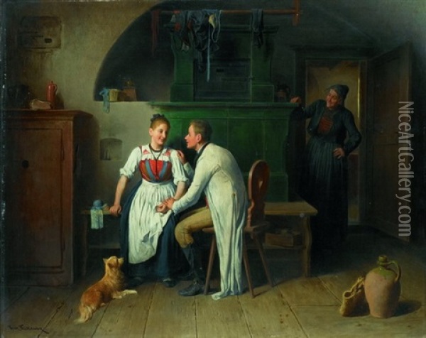 Der Antrag Oil Painting - Friedrich Ritter von Malheim Friedlaender