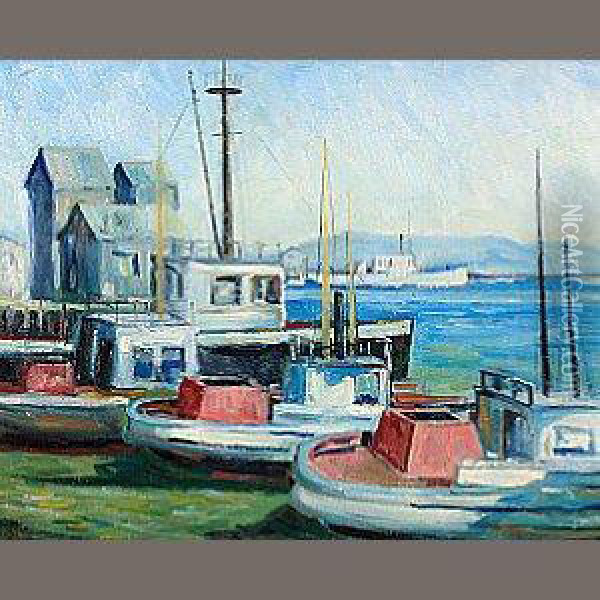 San Pedro Harbor Oil Painting - John Earle Coolidge
