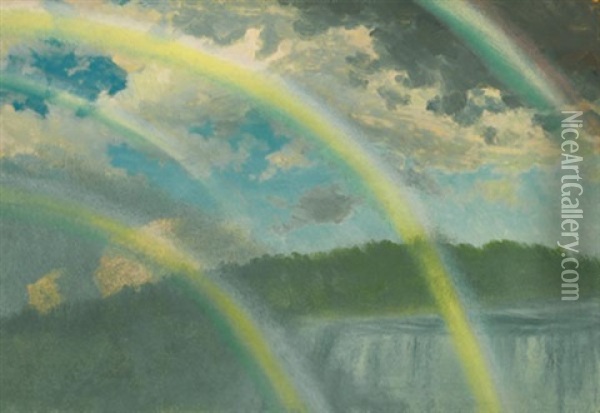 Rainbow Over Niagara Falls Oil Painting - Albert Bierstadt