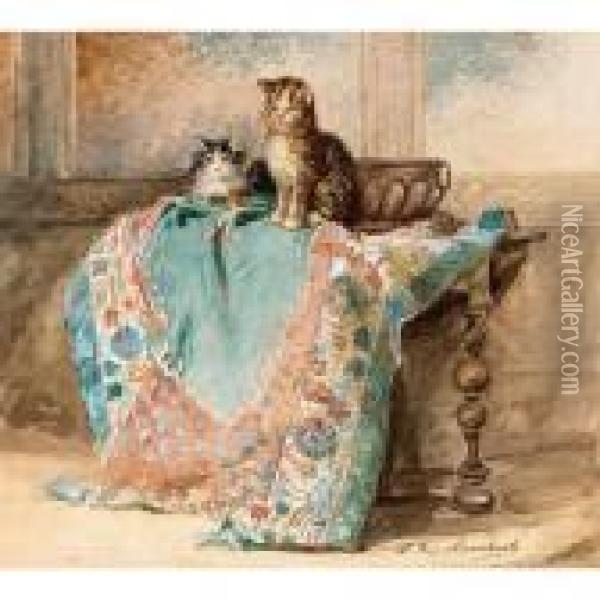 Kittens Oil Painting - Louis Eugene Lambert