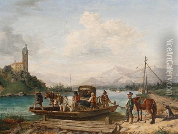 The Ferry Crossing Oil Painting - Anton Altmann the Younger