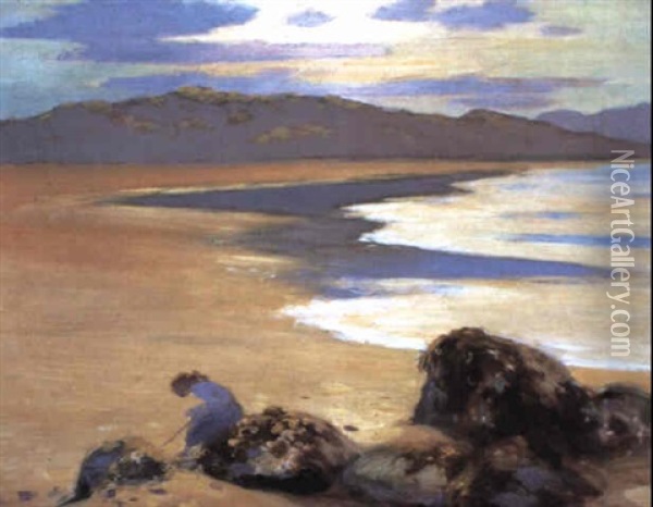 On The Shore Oil Painting - George Russell